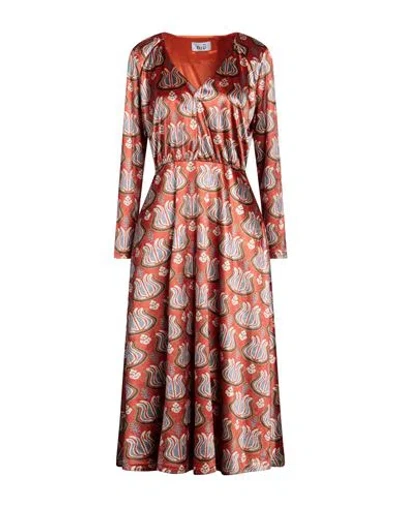 Niū Woman Midi Dress Rust Size S Acetate, Polyester In Red
