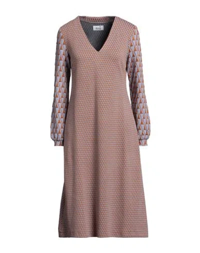 Niū Woman Midi Dress Tan Size Xs Viscose, Polyester, Cotton, Polyamide, Elastane In Brown