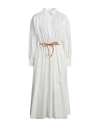 Niū Woman Midi Dress White Size L Cotton