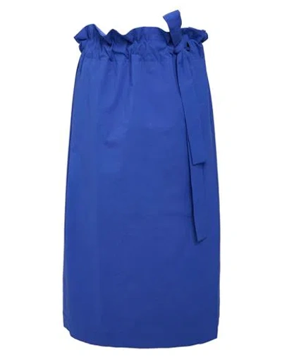 Niū Woman Midi Skirt Blue Size L Cotton, Elastane