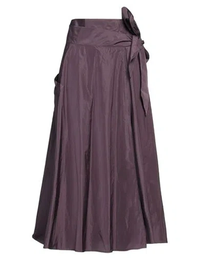 Niū Woman Midi Skirt Dark Purple Size L Polyester In Brown