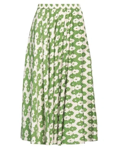 Niū Woman Midi Skirt Green Size L Cotton, Elastane