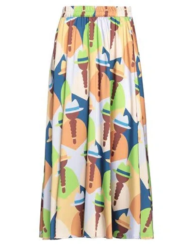 Niū Woman Midi Skirt Light Green Size L Polyester