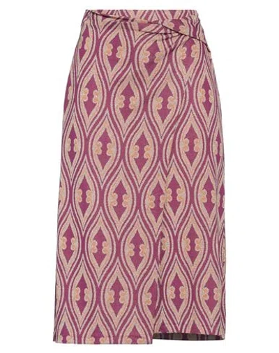 Niū Woman Midi Skirt Mauve Size L Viscose, Polyamide, Metallic Fiber, Elastane In Purple