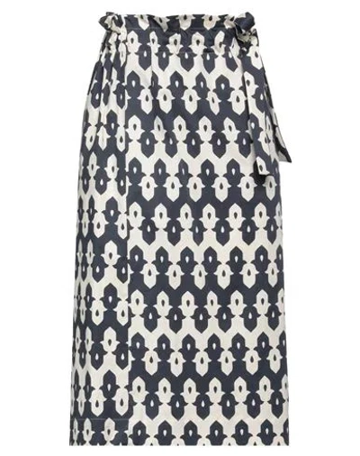 Niū Woman Midi Skirt Midnight Blue Size L Cotton, Elastane