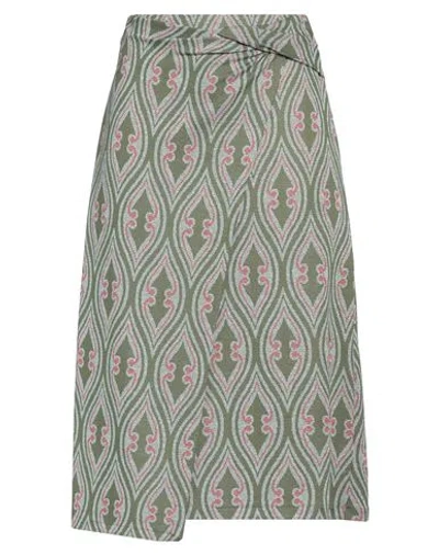 Niū Woman Midi Skirt Military Green Size L Viscose, Polyamide, Metallic Fiber, Elastane