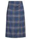 Niū Woman Midi Skirt Navy Size L Polyester, Viscose, Wool, Elastane In Navy Blue