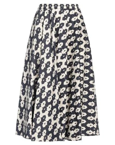 Niū Woman Midi Skirt Navy Size Xl Cotton, Elastane