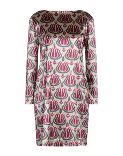 Niū Woman Short Dress Beige Size M Polyester