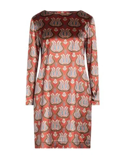 Niū Woman Mini Dress Rust Size L Polyester In Red