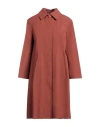 Niū Woman Overcoat & Trench Coat Brick Size L Cotton, Elastane In Red