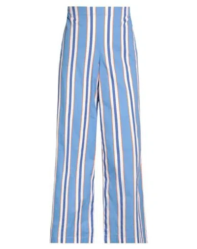 Niū Woman Pants Azure Size L Cotton, Elastane In Blue