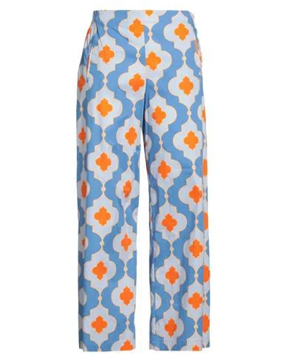 Niū Woman Pants Azure Size M Cotton, Elastane In Blue