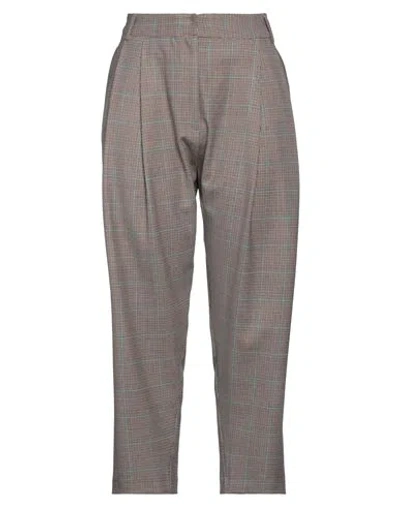 Niū Woman Pants Brown Size M Polyester, Wool, Elastane