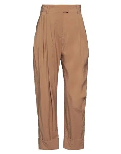 Niū Woman Pants Camel Size Xs Viscose, Polyamide In Brown