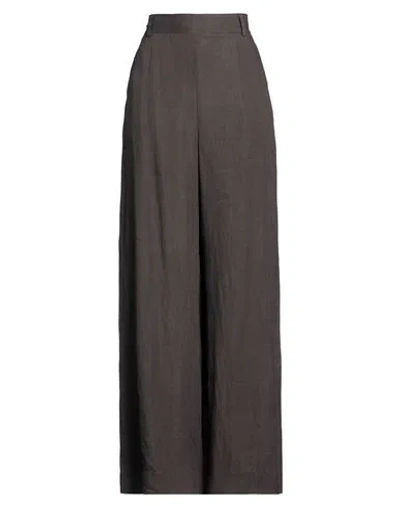 Niū Woman Pants Dark Brown Size L Linen