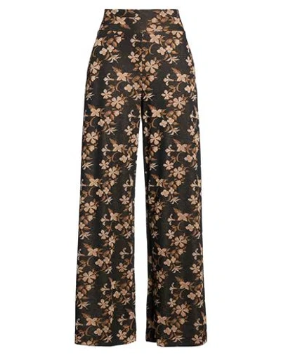 Niū Woman Pants Dark Brown Size S Polyester, Viscose, Polyamide, Metallic Polyester, Elastane