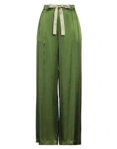 Niū Woman Pants Green Size L Acetate, Silk, Cotton