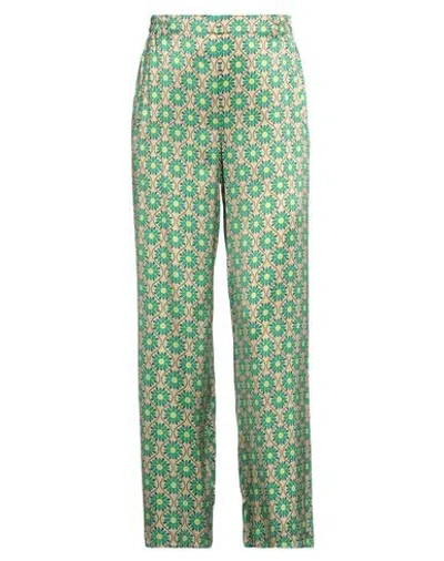 Niū Woman Pants Green Size Xs Silk, Elastane