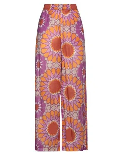 Niū Woman Pants Mauve Size M Cotton In Purple