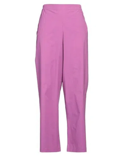 Niū Woman Pants Mauve Size M Cotton, Elastane In Purple