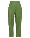 Niū Woman Pants Military Green Size L Linen In Green