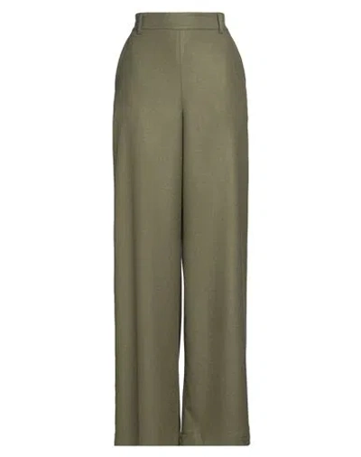 Niū Woman Pants Military Green Size Xs Polyester, Viscose, Wool, Elastane In Green