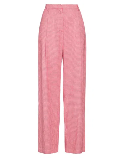 NIŪ NIŪ WOMAN PANTS RED SIZE L COTTON, POLYESTER, LINEN, ELASTANE