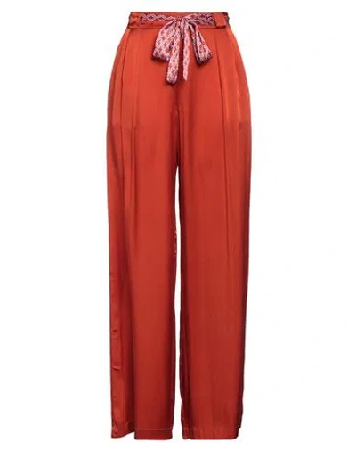 Niū Woman Pants Rust Size L Acetate, Silk, Cotton In Red