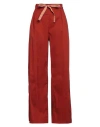 Niū Woman Pants Rust Size L Cotton, Polyamide, Elastane In Red
