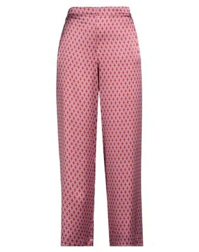 Niū Woman Pants Rust Size L Silk, Elastane, Cotton In Red