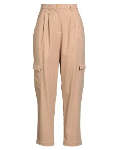 Niū Woman Pants Sand Size L Polyester, Viscose, Wool, Elastane In Neutral