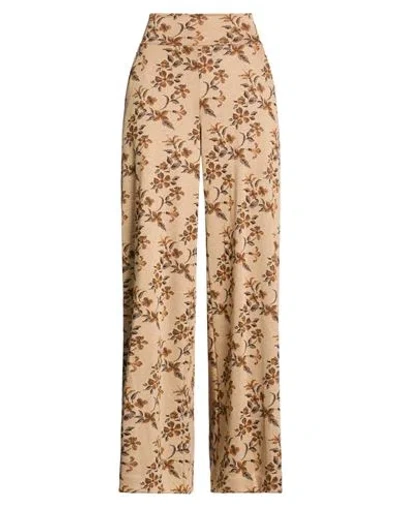 Niū Woman Pants Sand Size S Polyester, Viscose, Polyamide, Metallic Polyester, Elastane