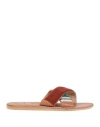 Niū Woman Sandals Brown Size 8 Leather, Rubber, Resin