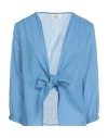 Niū Woman Shirt Azure Size L Cotton In Blue
