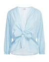 Niū Woman Shirt Azure Size L Cotton In Blue