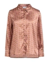 Niū Woman Shirt Camel Size Xl Silk, Elastane In Pink