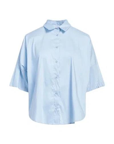 Niū Woman Shirt Light Blue Size M Cotton, Polyamide, Elastane
