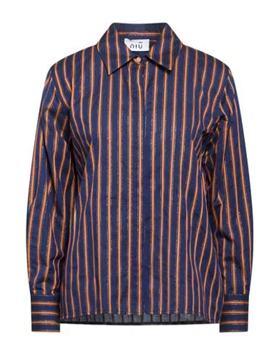 Niū Woman Shirt Midnight Blue Size S Cotton, Polyamide, Polyester