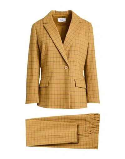 Niū Woman Suit Mustard Size S Viscose, Polyester, Wool, Elastane In Yellow