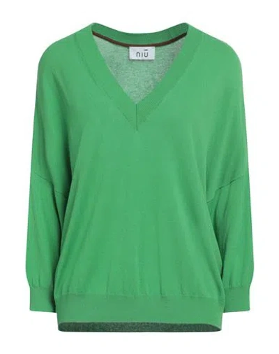 Niū Woman Sweater Green Size L Viscose, Polyester