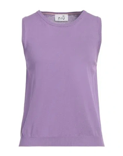 Niū Woman Sweater Mauve Size L Viscose, Polyester In Purple