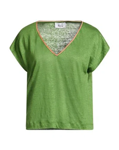 Niū Woman T-shirt Green Size S Linen
