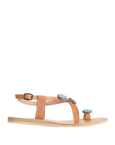 Niū Woman Thong Sandal Tan Size 8 Leather, Rubber, Resin In Brown