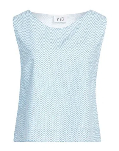 Niū Woman Top Azure Size L Cotton In Blue