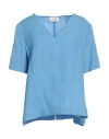 Niū Woman Top Azure Size L Linen In Blue