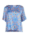 Niū Woman Top Azure Size Xs Silk, Elastane In Blue