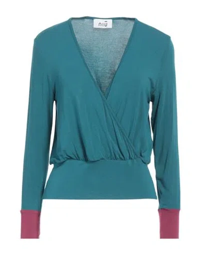 Niū Woman Top Deep Teal Size S Modal, Elastane In Green