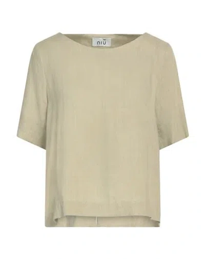Niū Woman Top Khaki Size L Linen In Beige