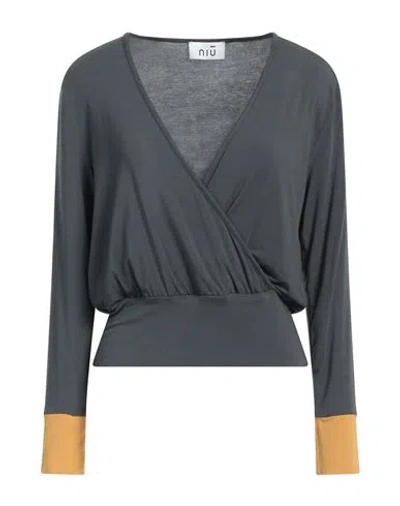 Niū Woman Top Grey Size Xl Modal, Elastane In Grey